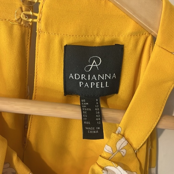 Adrianna Papell NWT Yellow with White Flowers Halter Maxi Dress Size 8 Wedding - Picture 7 of 11